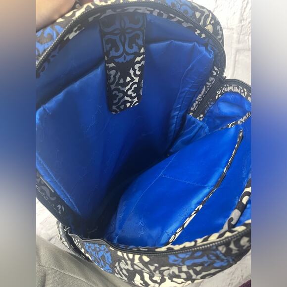 Vera Bradley Canterberry Cobalt Blue Quilted Backpack School College - Picture 7 of 9